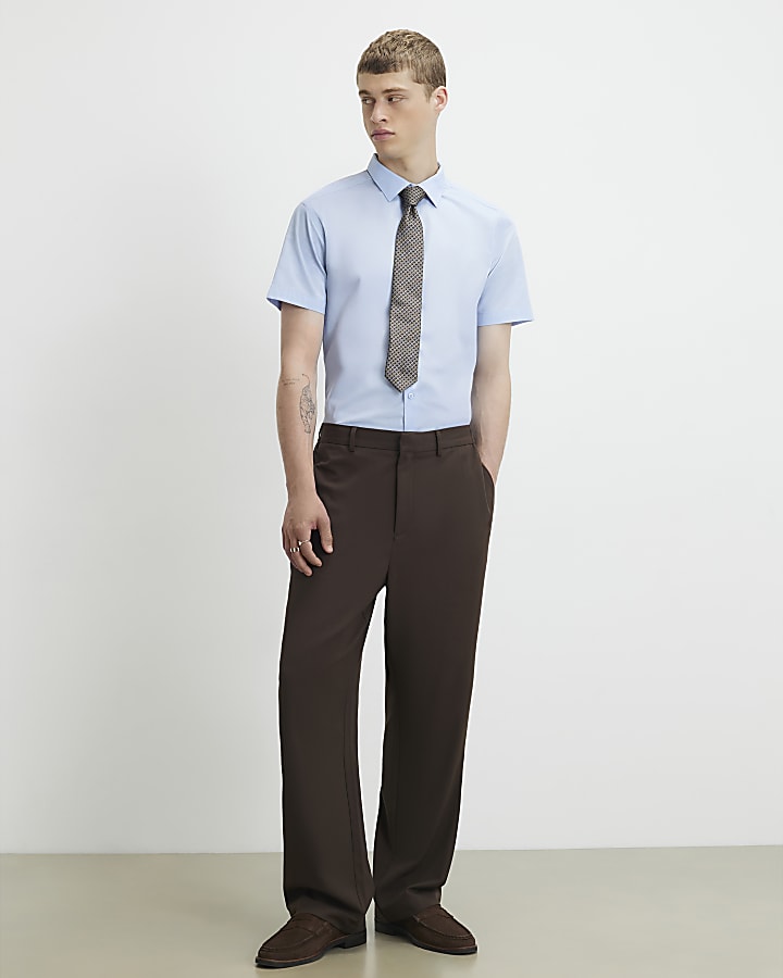 Blue Slim Fit Short Sleeve Shirt