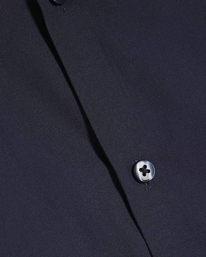 Navy Slim Fit Short Sleeve Shirt