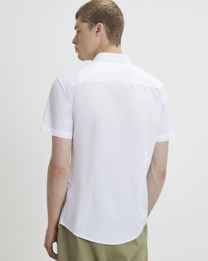 White Slim Fit Short Sleeve Shirt