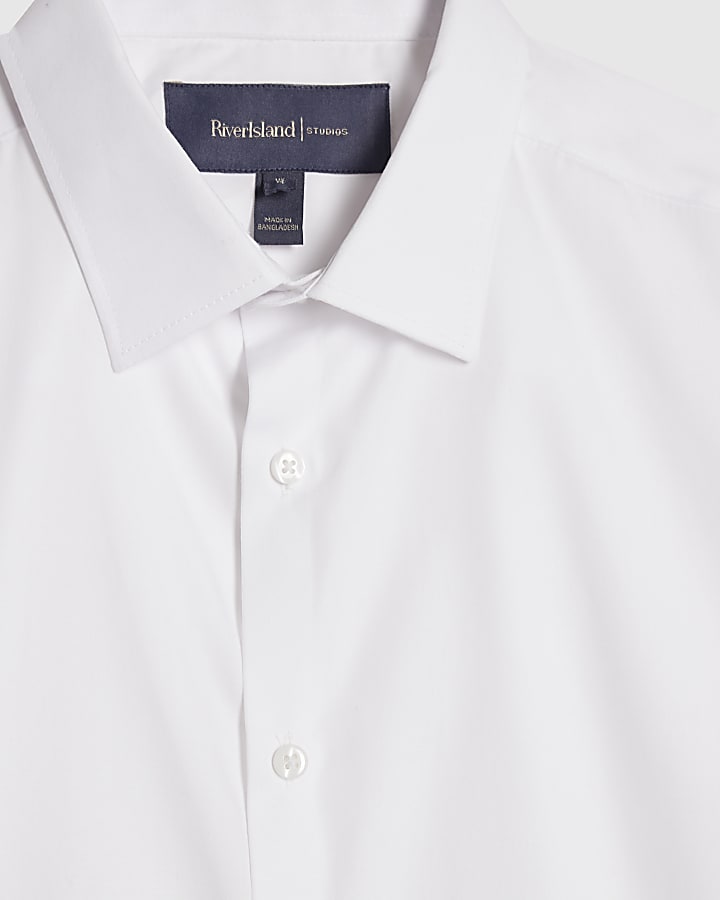 White Slim Fit Short Sleeve Shirt