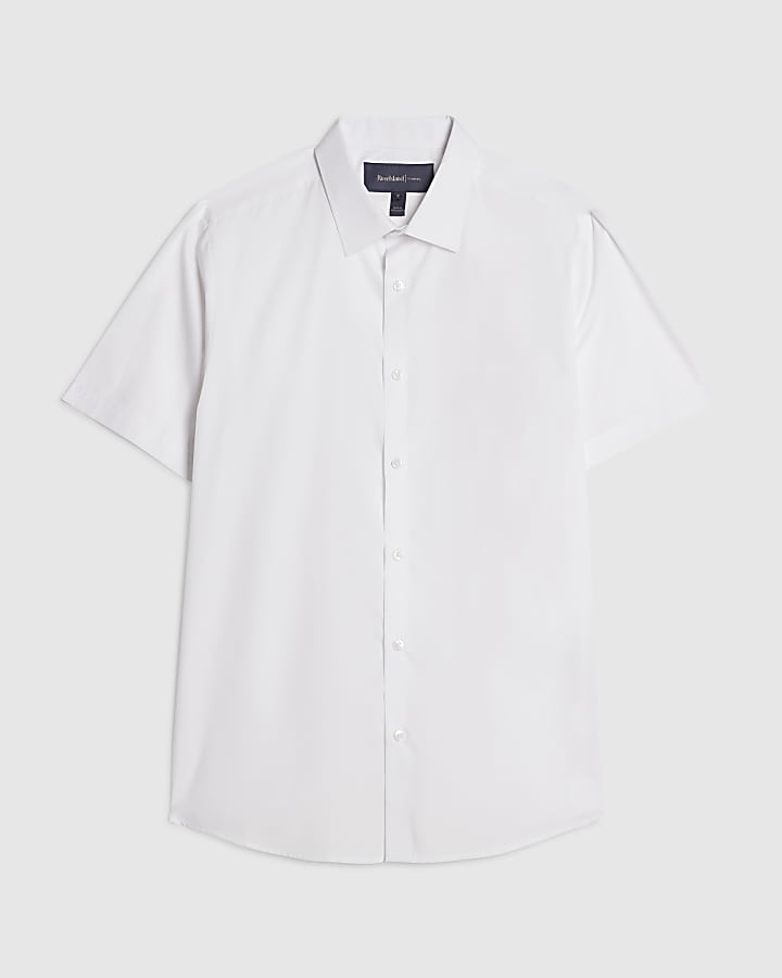 White Slim Fit Short Sleeve Shirt