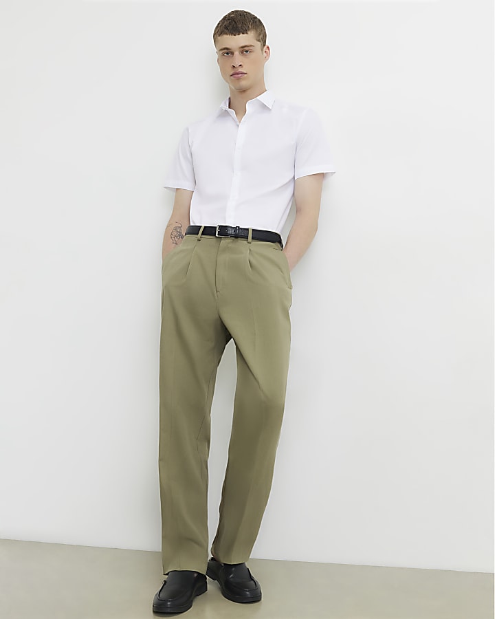 White Slim Fit Short Sleeve Shirt