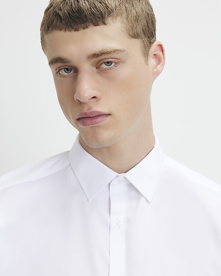 White Slim Fit Short Sleeve Shirt