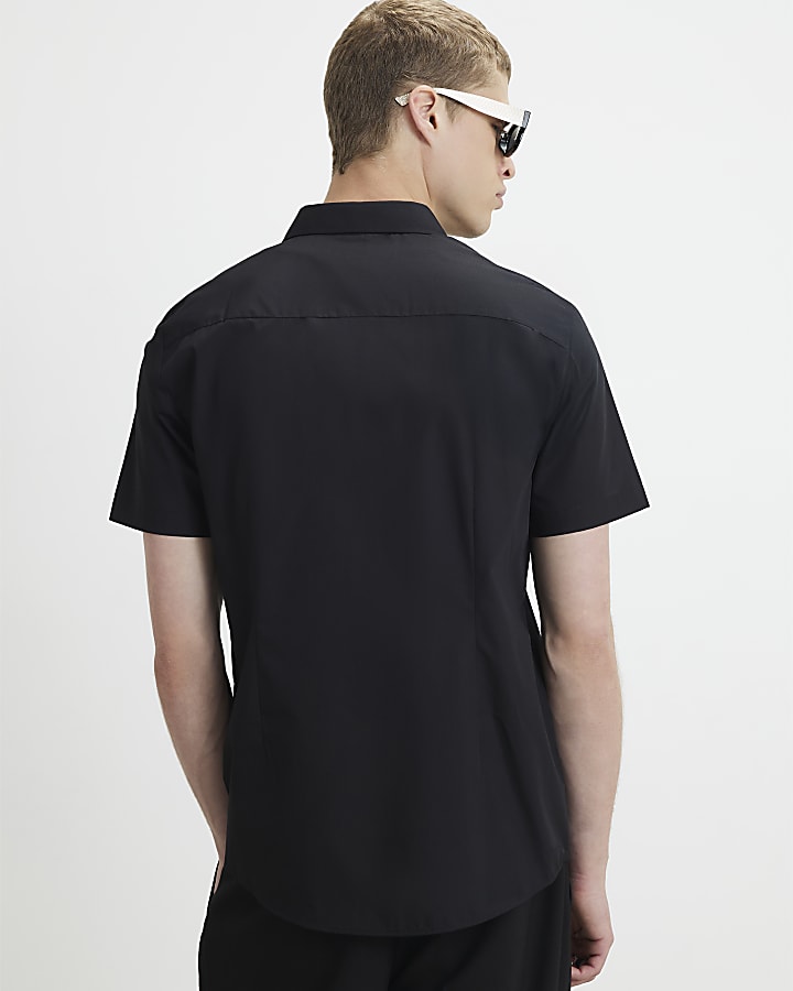 Black Slim Fit Short Sleeve Shirt
