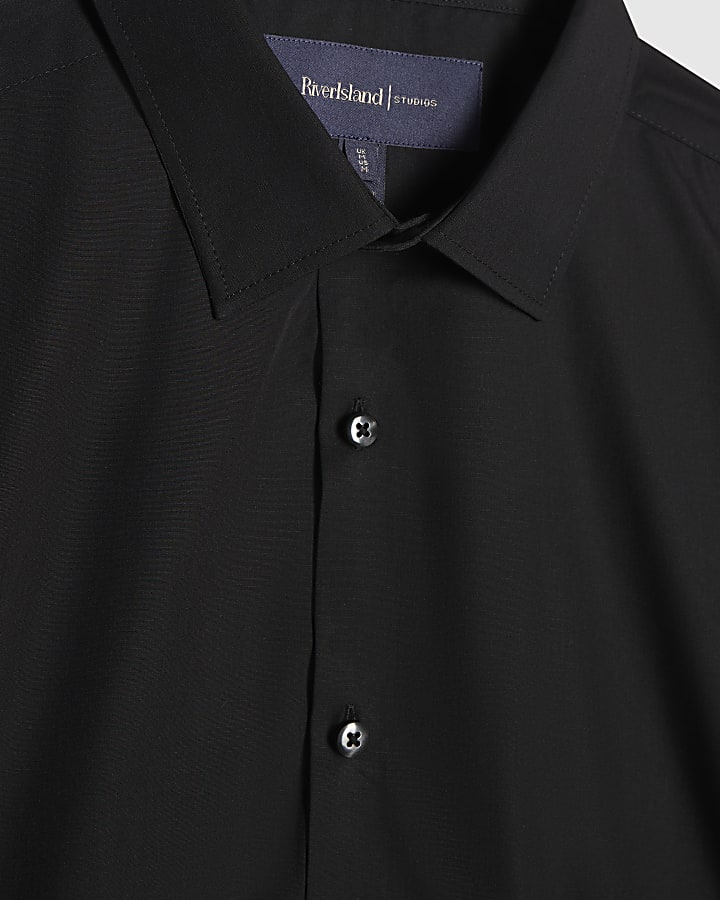 Black Slim Fit Short Sleeve Shirt