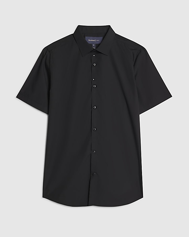 Black Slim Fit Short Sleeve Shirt