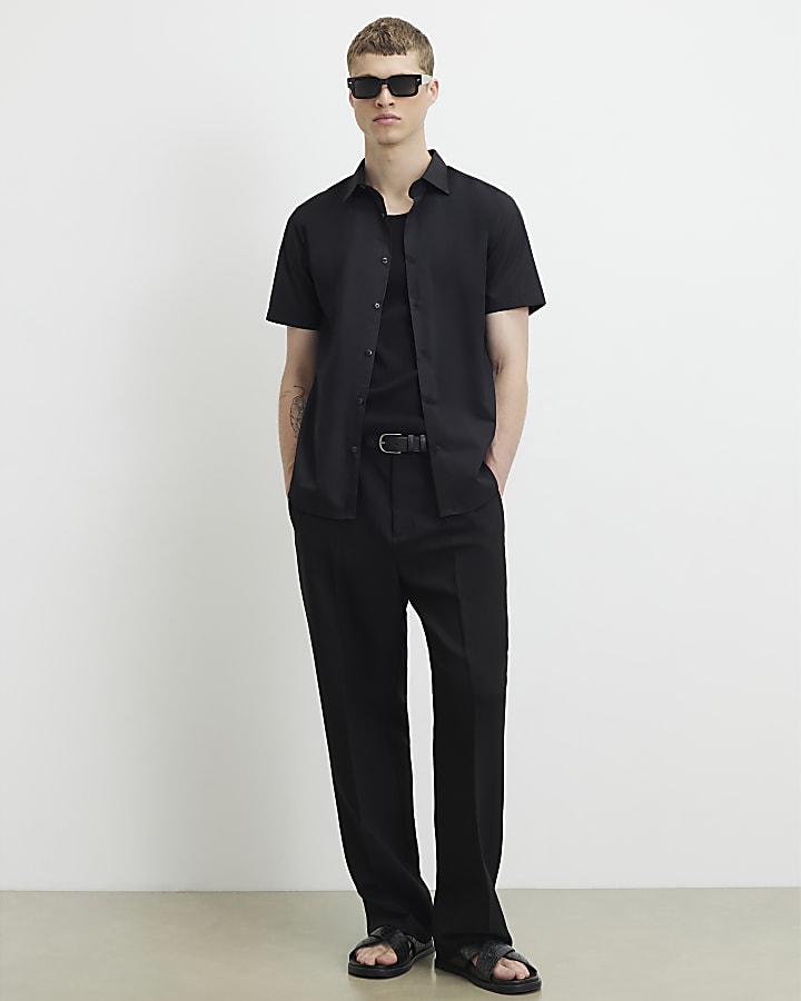 Black Slim Fit Short Sleeve Shirt