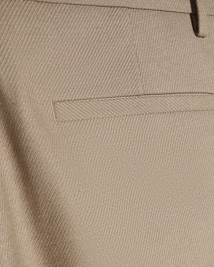 Beige Wide Fit Twill Trousers