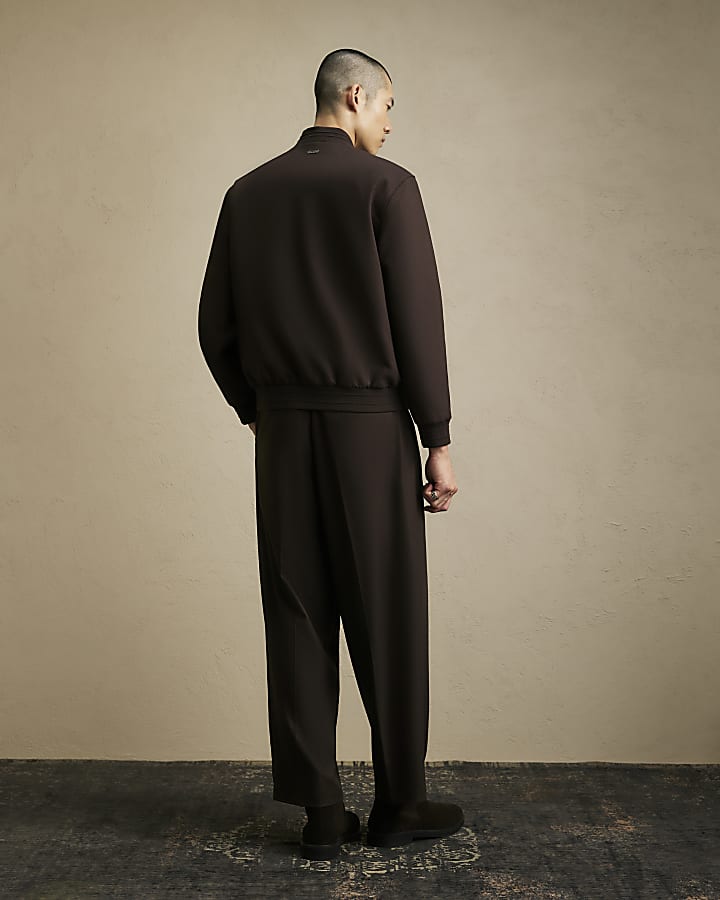 Brown Wide Fit Twill Trousers