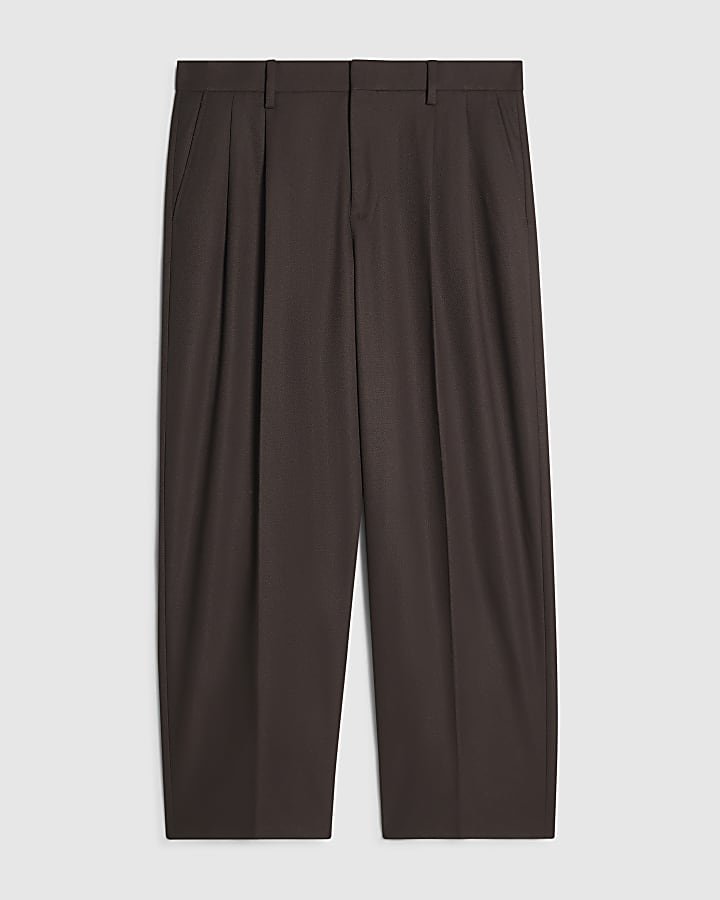 Brown Wide Fit Twill Trousers