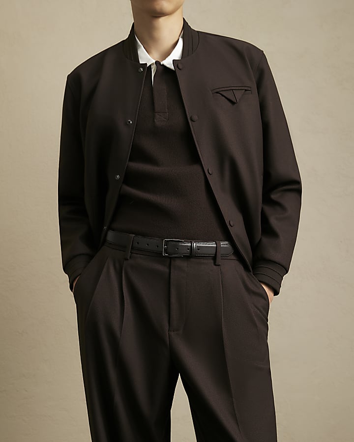 Brown Wide Fit Twill Trousers