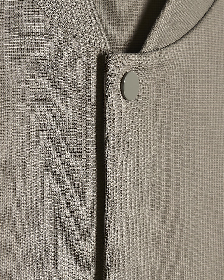Grey Fine Textured Bomber Jacket