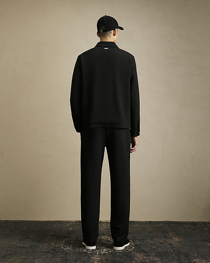 Black Regular Fit Smart Textured Joggers