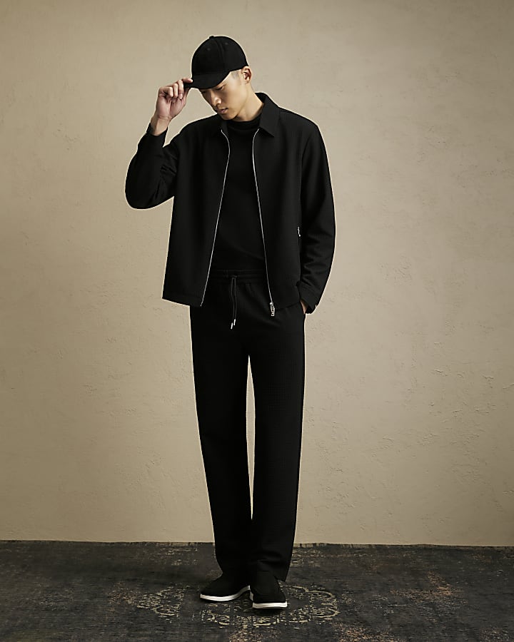 Black Regular Fit Smart Textured Joggers