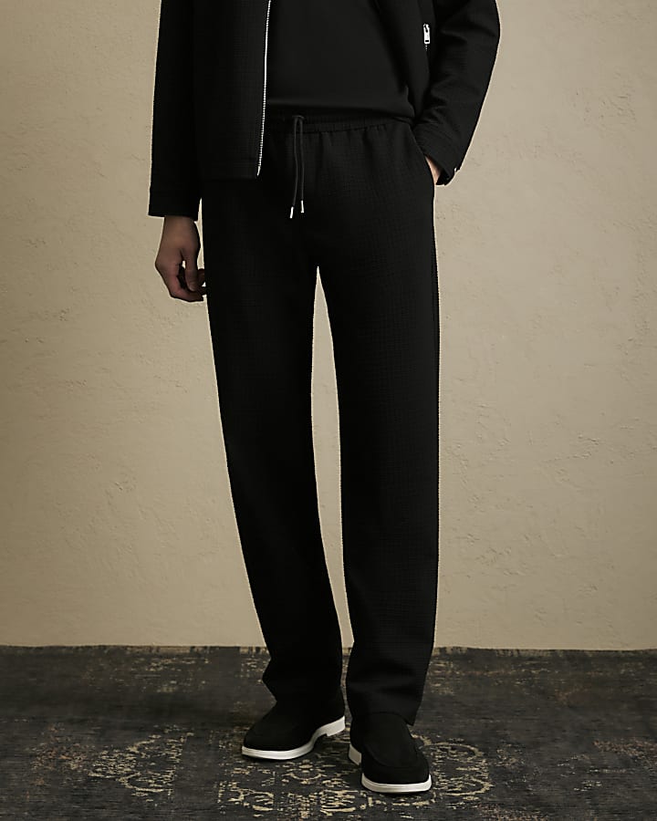 Black Regular Fit Smart Textured Joggers