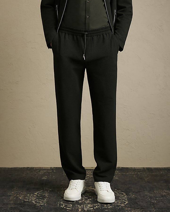 Green Regular Fit Smart Textured Joggers