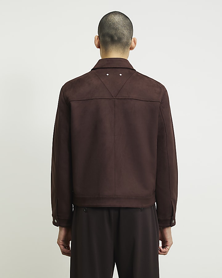 Brown Faux Suede Western Style Jacket