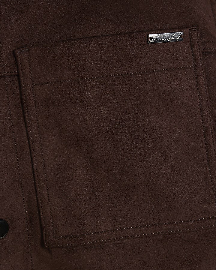Brown Faux Suede Western Style Jacket