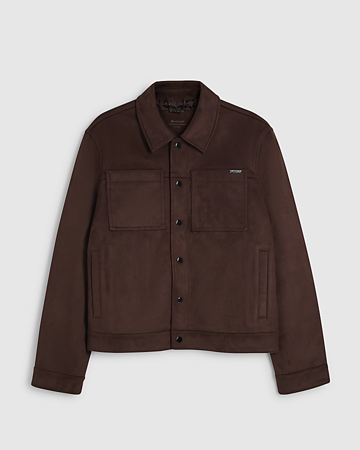 Brown Faux Suede Western Style Jacket