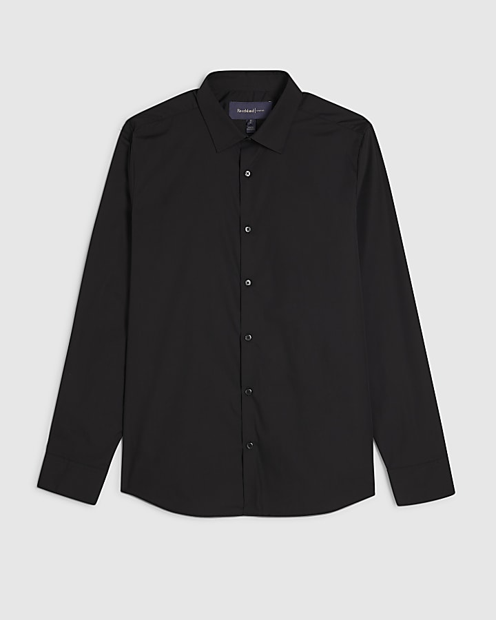 Black Slim Fit Cotton Blend Shirt