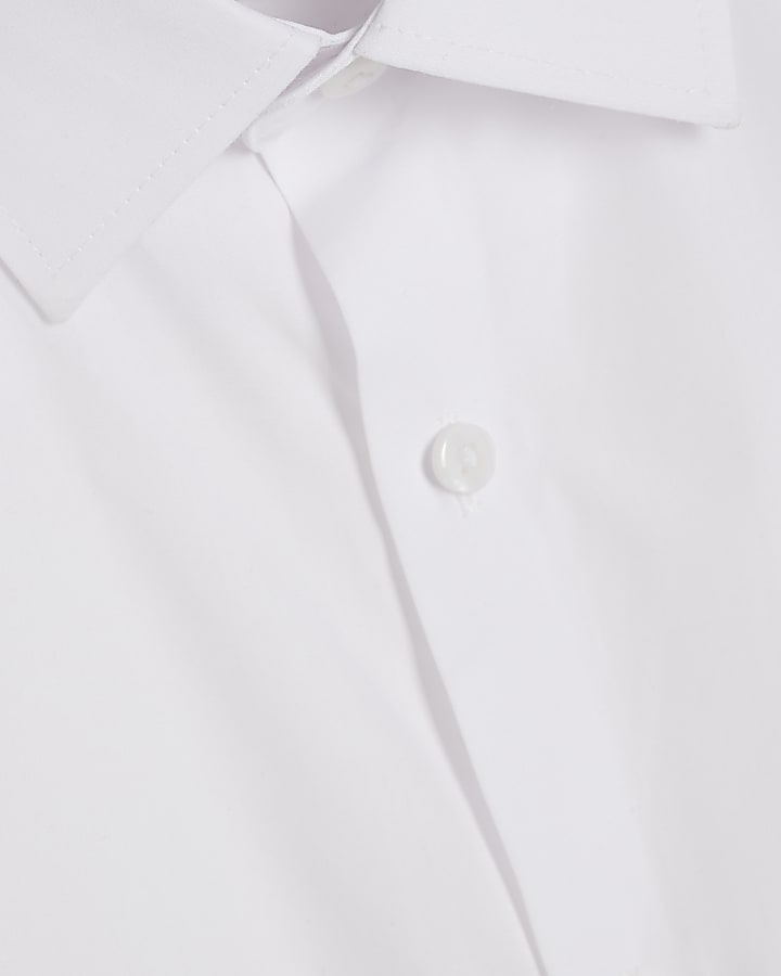 White Slim Fit Cotton Blend Shirt