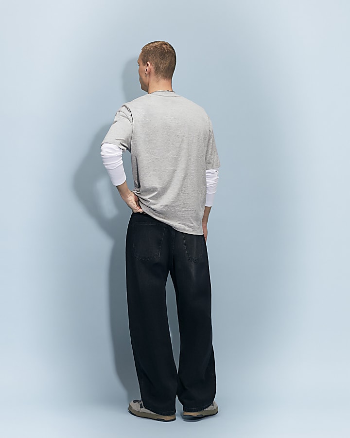 Black Baggy Fit Washed Jeans