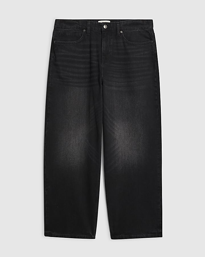 Black Baggy Fit Washed Jeans