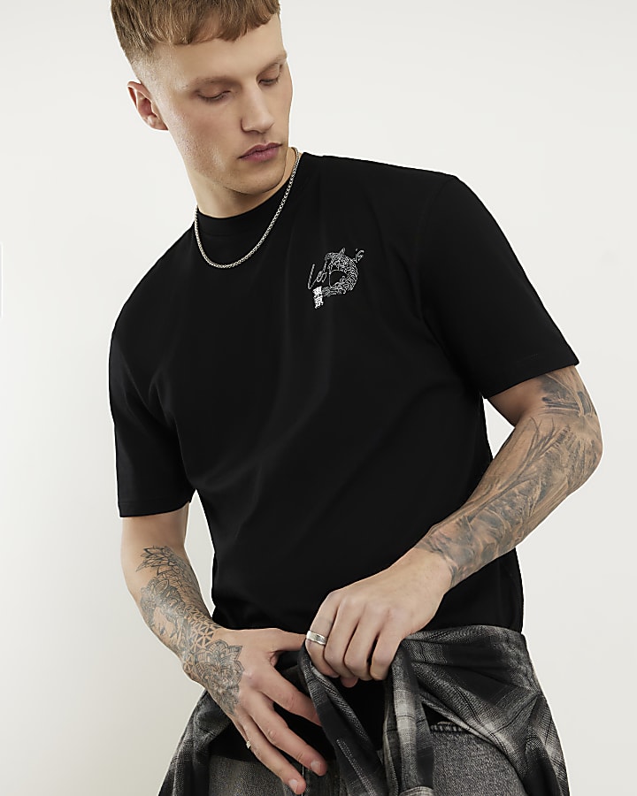 Black Regular Fit Les Amis Japan T-Shirt