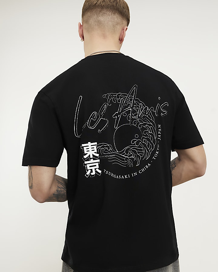 Black Regular Fit Les Amis Japan T-Shirt