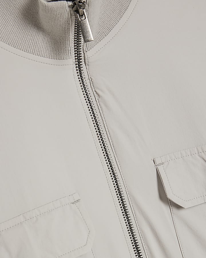 Grey Funnel Neck Hybrid Jacket