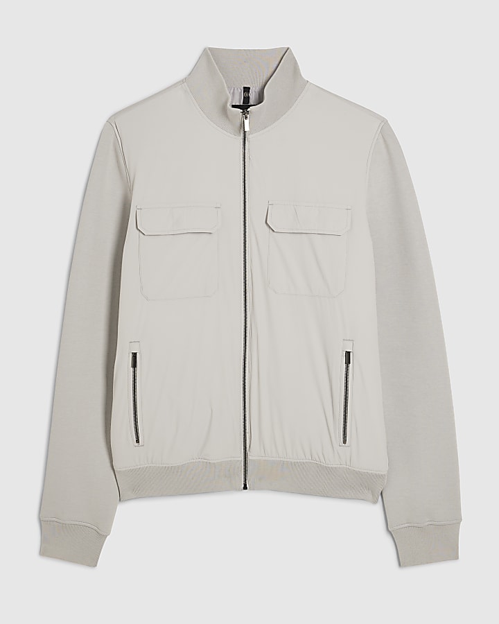 Grey Funnel Neck Hybrid Jacket