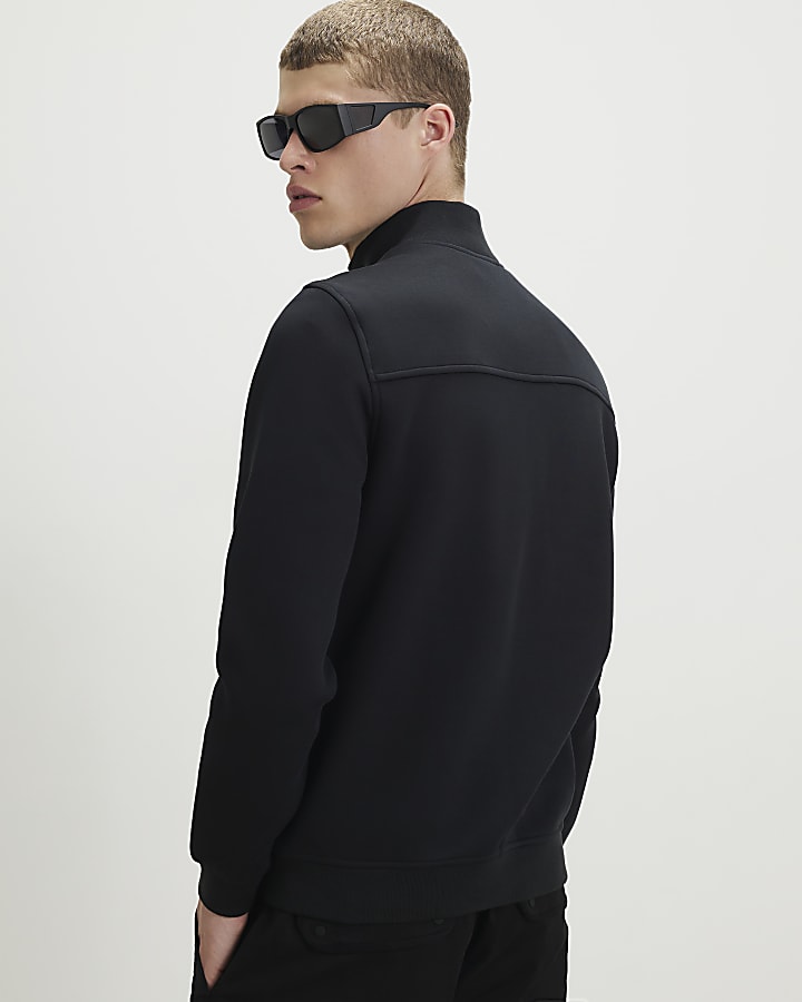 Black Funnel Neck Hybrid Jacket