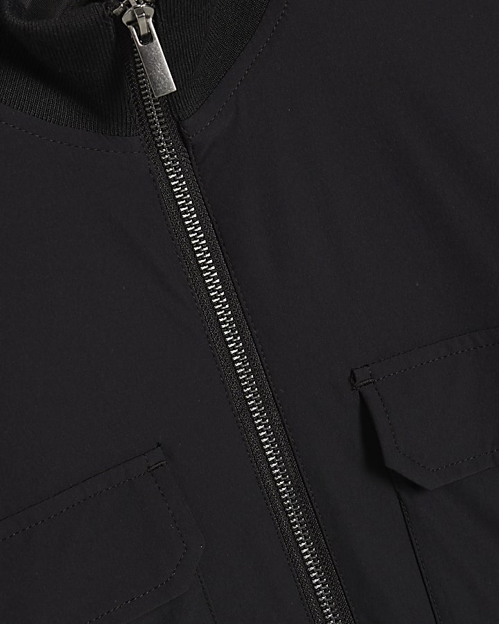 Black Funnel Neck Hybrid Jacket