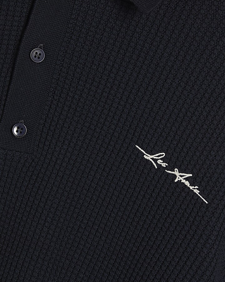 Navy Slim Fit Waffle Knit Jumper