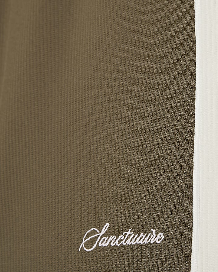 Khaki Regular Fit Colour Block Shorts