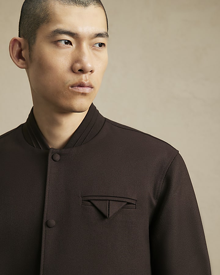 Brown Smart Twill Bomber Jacket