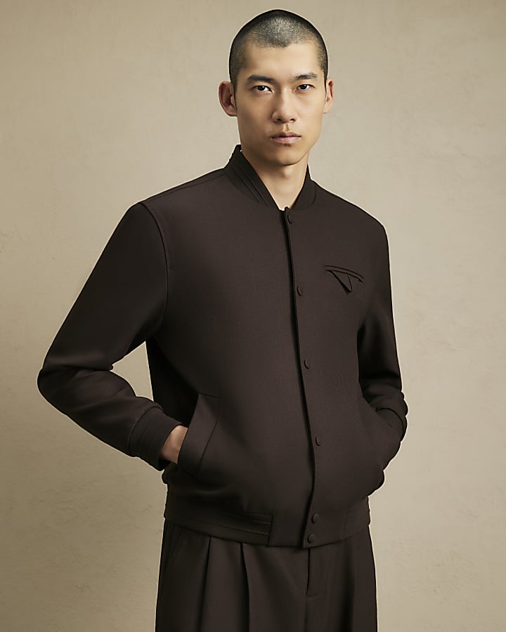 Brown Smart Twill Bomber Jacket