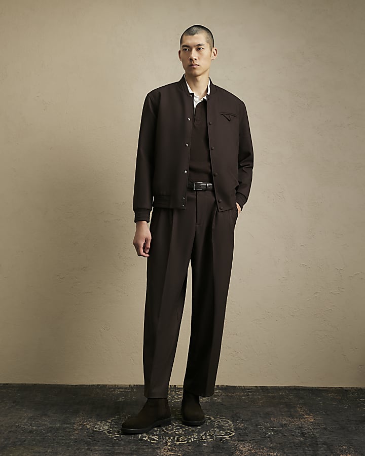 Brown Smart Twill Bomber Jacket