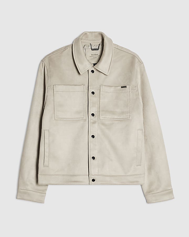 Grey Faux Suede Western Jacket
