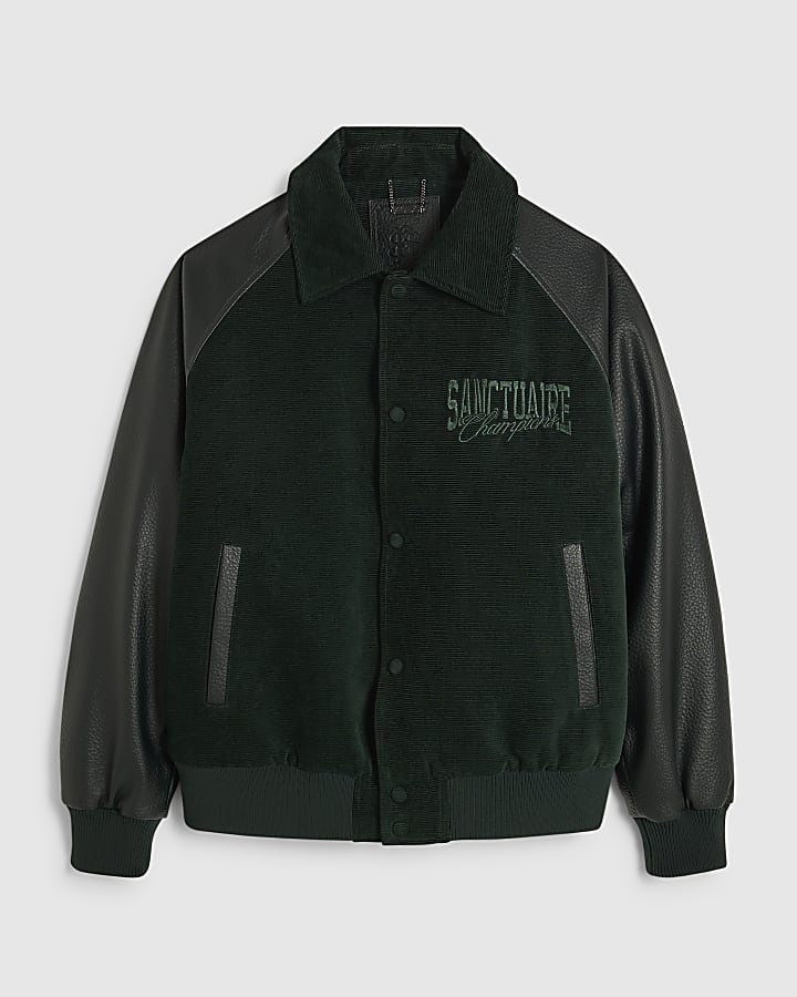Green Corduroy Sanctuaire Varsity Jacket