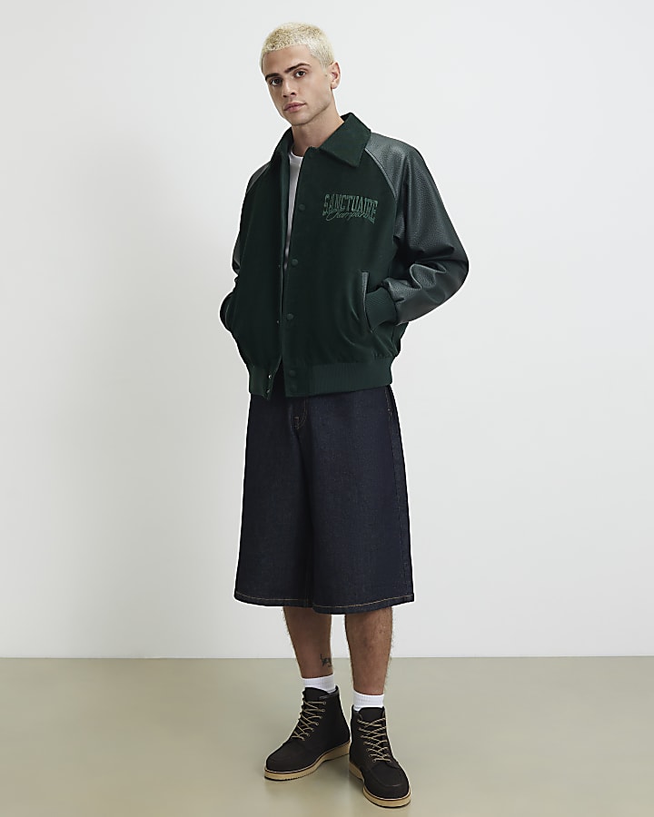 Green Corduroy Sanctuaire Varsity Jacket