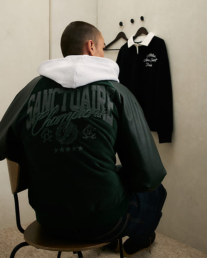 Green Corduroy Sanctuaire Varsity Jacket