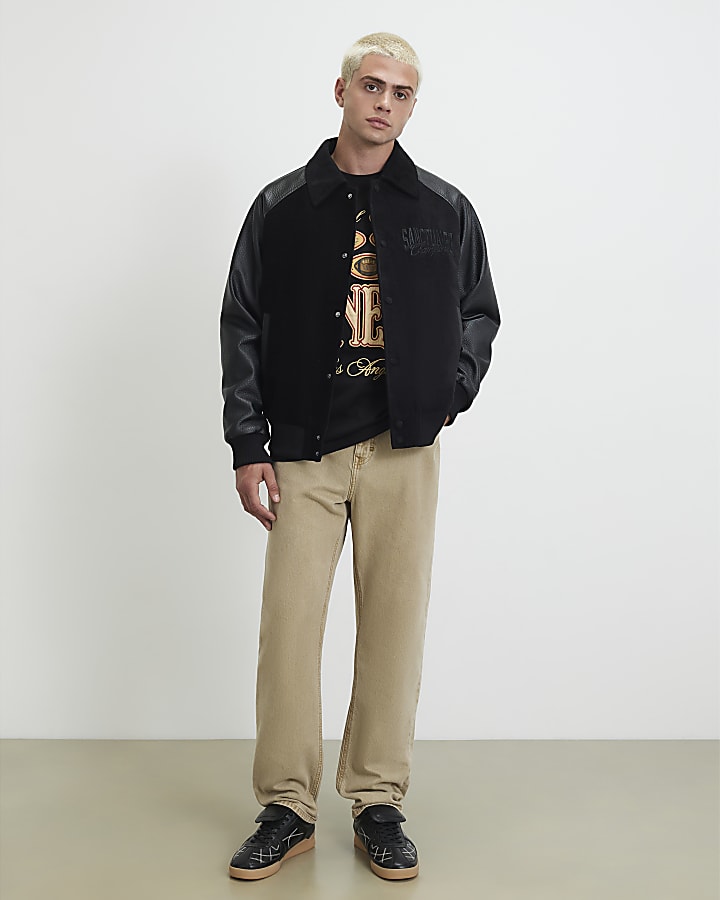 Black Corduroy Sanctuaire Varsity Jacket