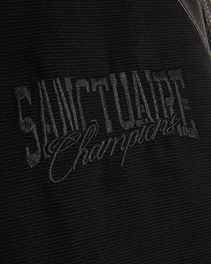 Black Corduroy Sanctuaire Varsity Jacket
