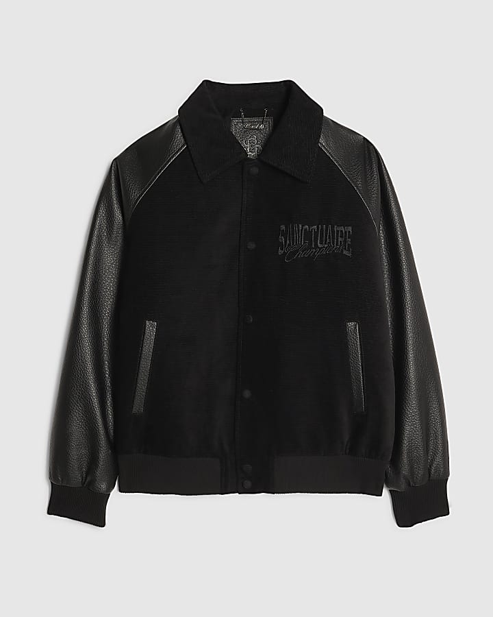 Black Corduroy Sanctuaire Varsity Jacket