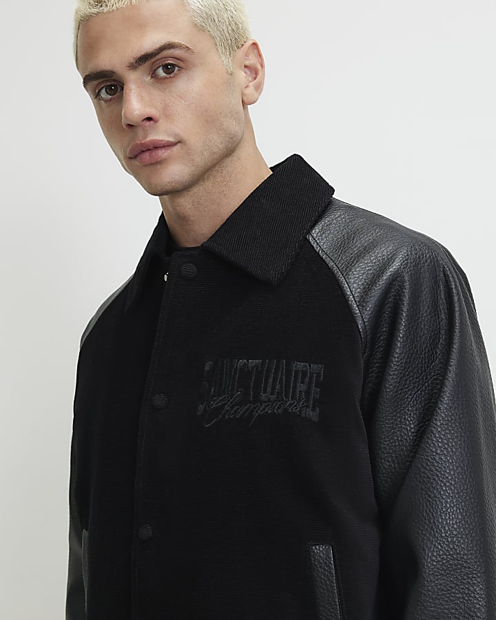 Black Corduroy Sanctuaire Varsity Jacket
