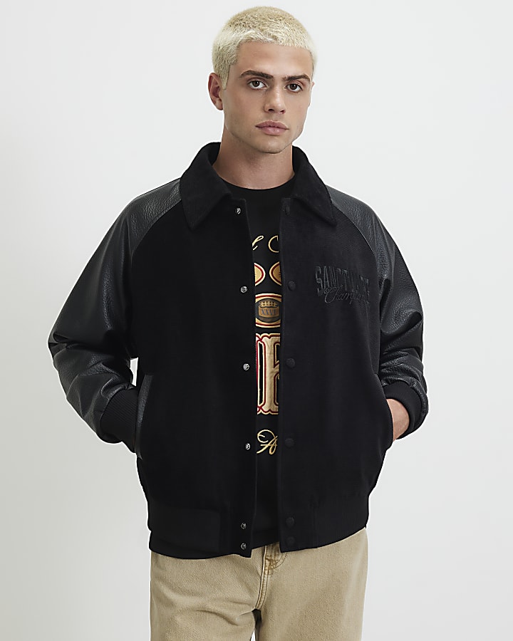 Black Corduroy Sanctuaire Varsity Jacket