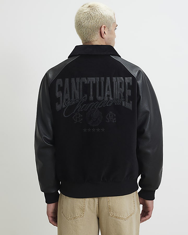 Black Corduroy Sanctuaire Varsity Jacket