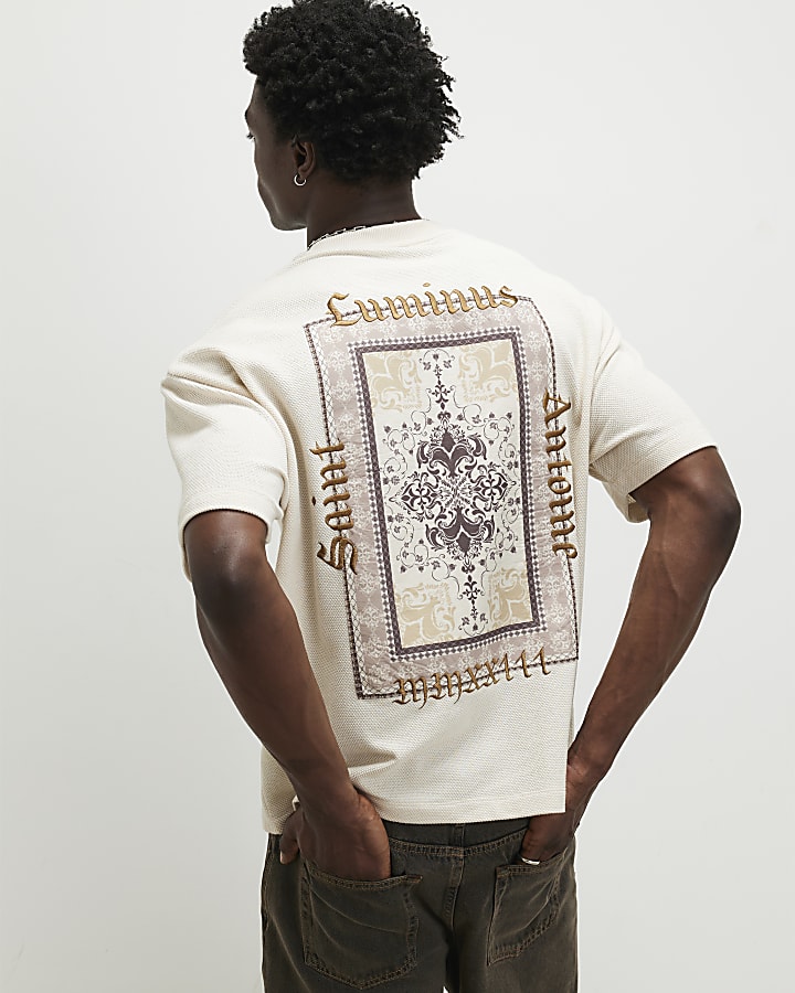 Cream Oversized Fit Luminis Tapestry T-Shirt