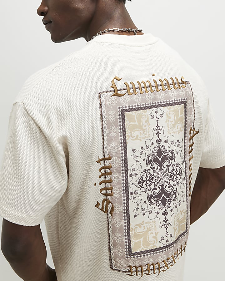Cream Oversized Fit Luminis Tapestry T-Shirt